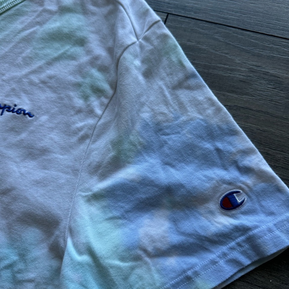 Champion Men's Short Sleeve Tie-Dye Tee - Blue and Green - Picture 4 of 6